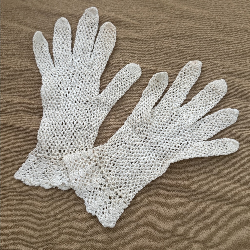 Vintage White Crochet Gloves Cottagecore XS/S
